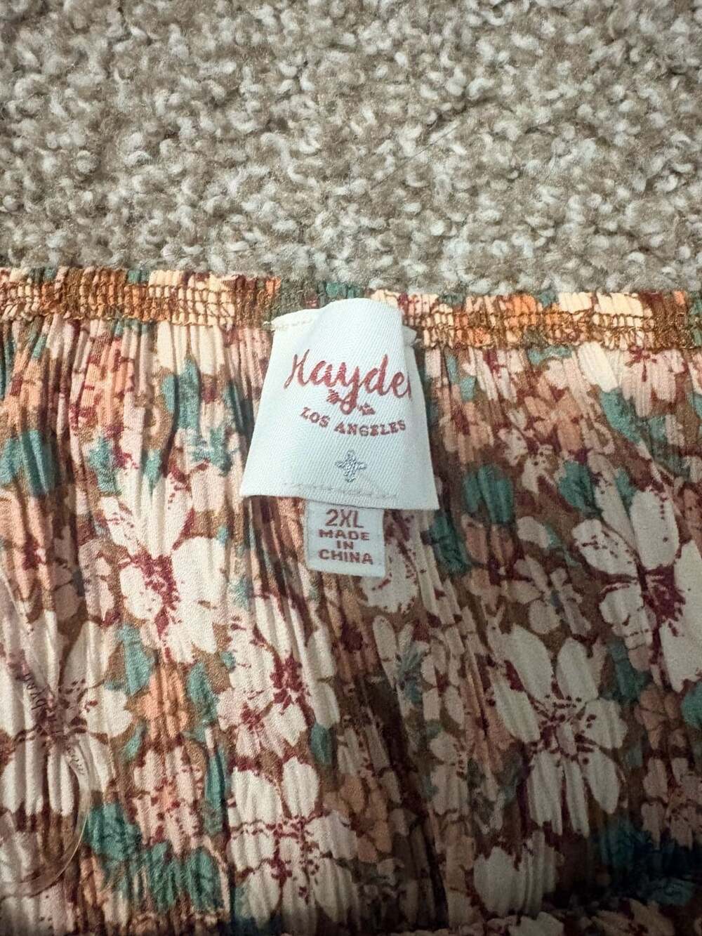 Hayden Los Angeles Boho Cottagecore Floral Smocked Peplum Blouse Plus Size 2XL - Picture 4 of 5